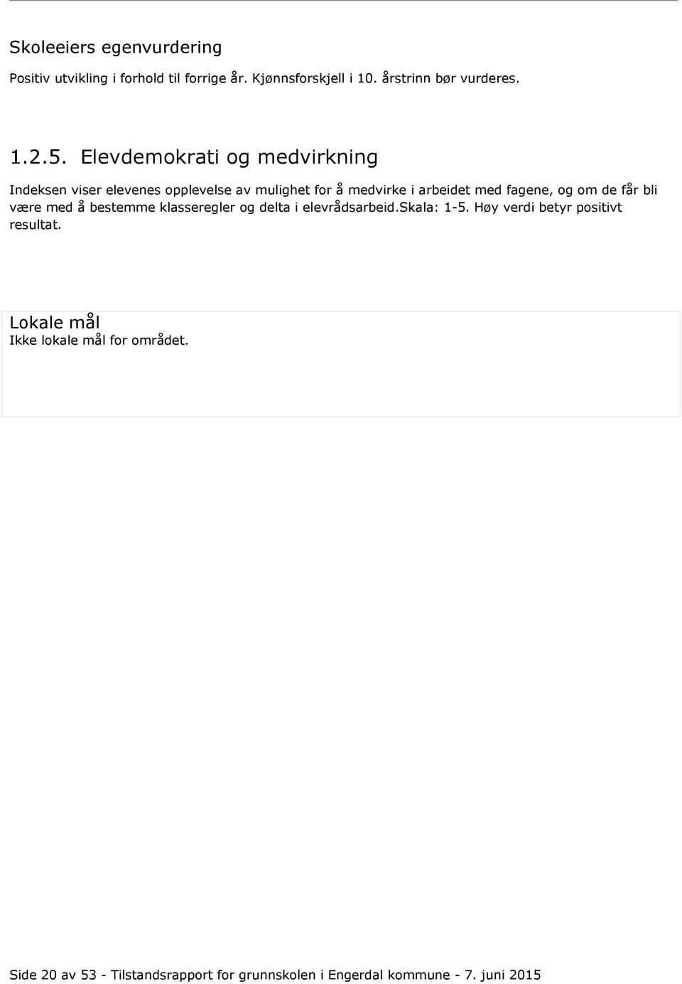 de får bli være med å bestemme klasseregler og delta i elevrådsarbeid.skala: 1-5. Høy verdi betyr positivt resultat.