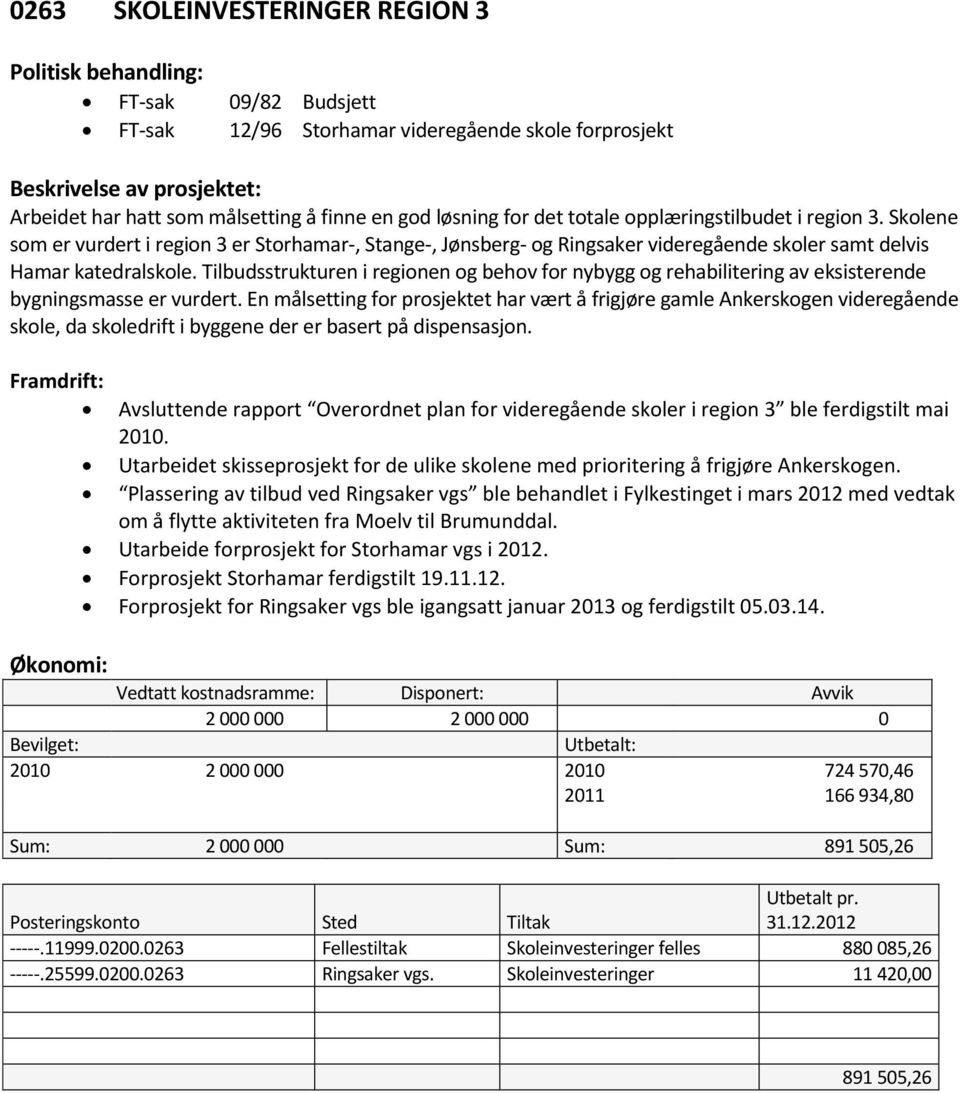 Tilbudsstrukturen i regionen og behov for nybygg og rehabilitering av eksisterende bygningsmasse er vurdert.