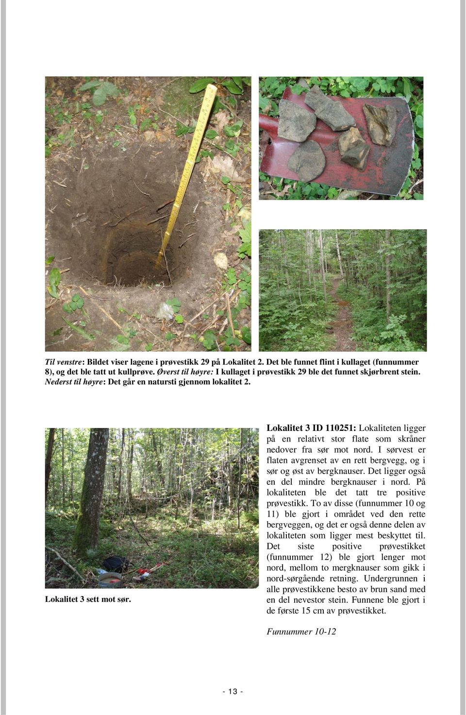 Lokalitet 3 ID 110251: Lokaliteten ligger på en relativt stor flate som skråner nedover fra sør mot nord. I sørvest er flaten avgrenset av en rett bergvegg, og i sør og øst av bergknauser.