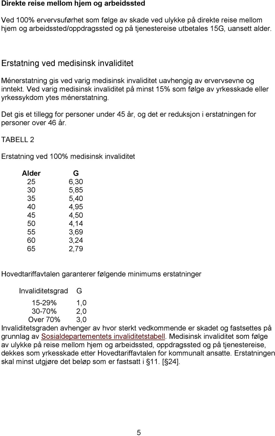 Ved varig medisinsk invaliditet på minst 15% som følge av yrkesskade eller yrkessykdom ytes ménerstatning.