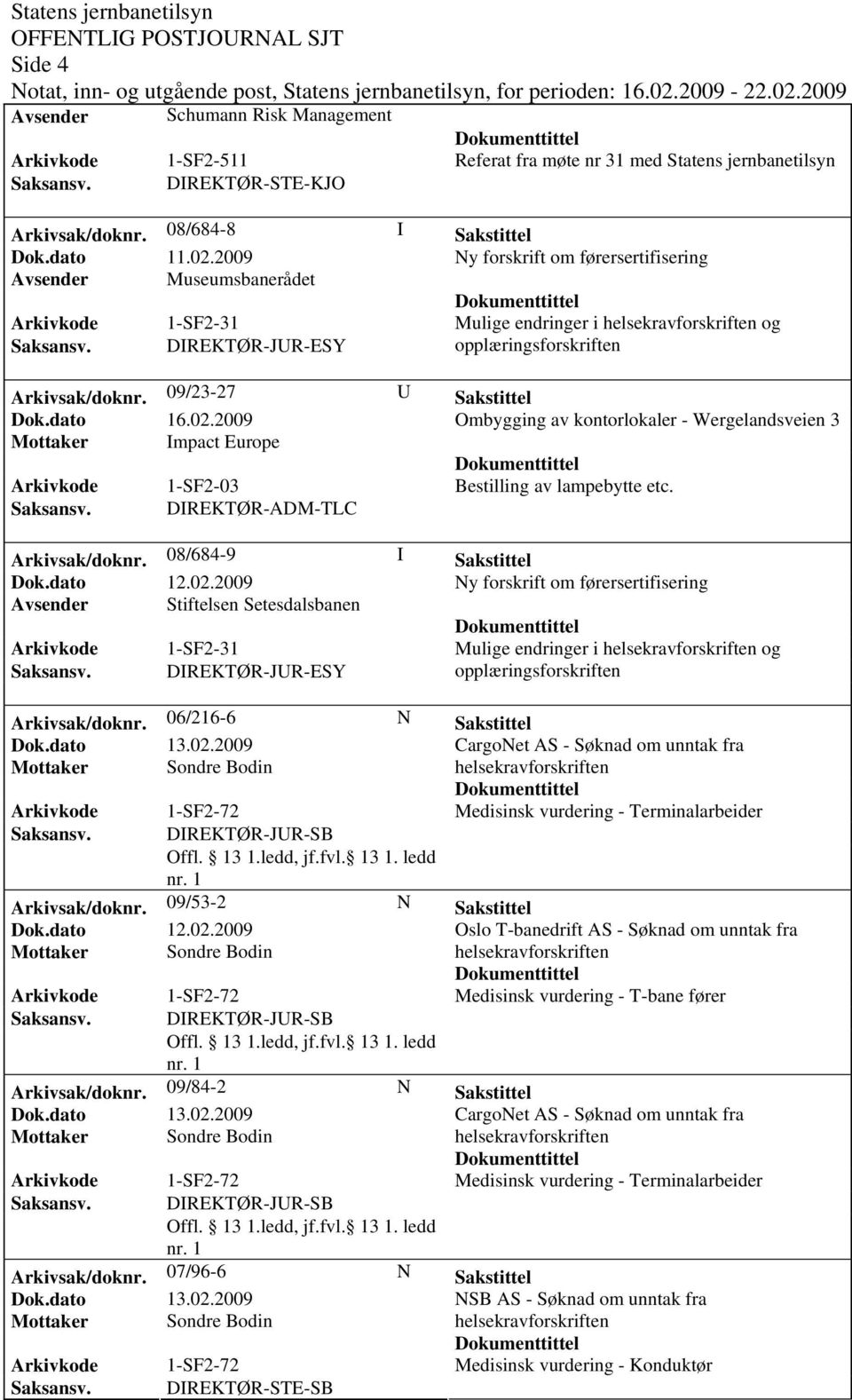 09/23-27 U Sakstittel Ombygging av kontorlokaler - Wergelandsveien 3 Mottaker Impact Europe Arkivkode 1-SF2-03 Bestilling av lampebytte etc. Saksansv. DIREKTØR-ADM-TLC Arkivsak/doknr.