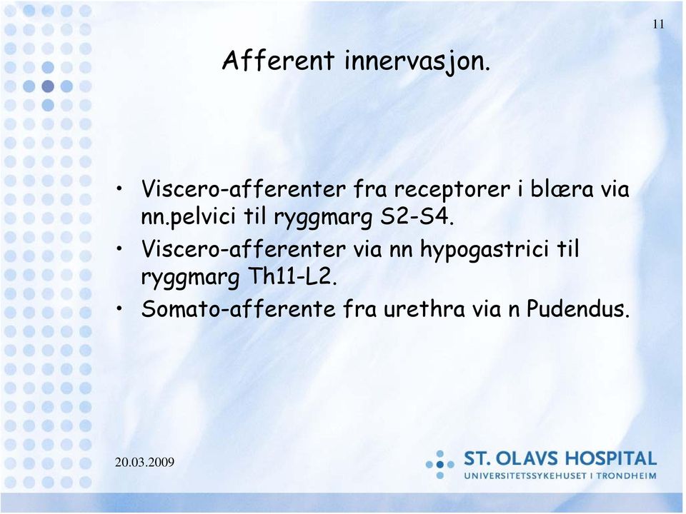 pelvici til ryggmarg S2-S4.