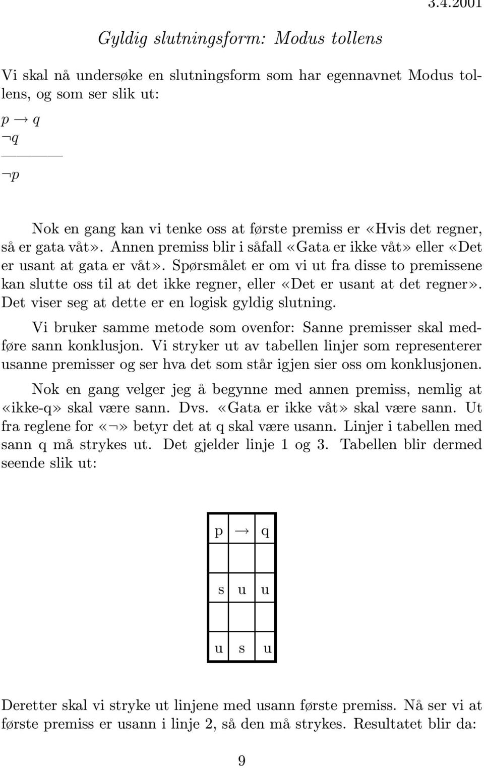 Det vier eg at dette er en logik gyldig ltning. Vi brker amme metode om ovenfor: Sanne premier kal medføre ann konkljon.