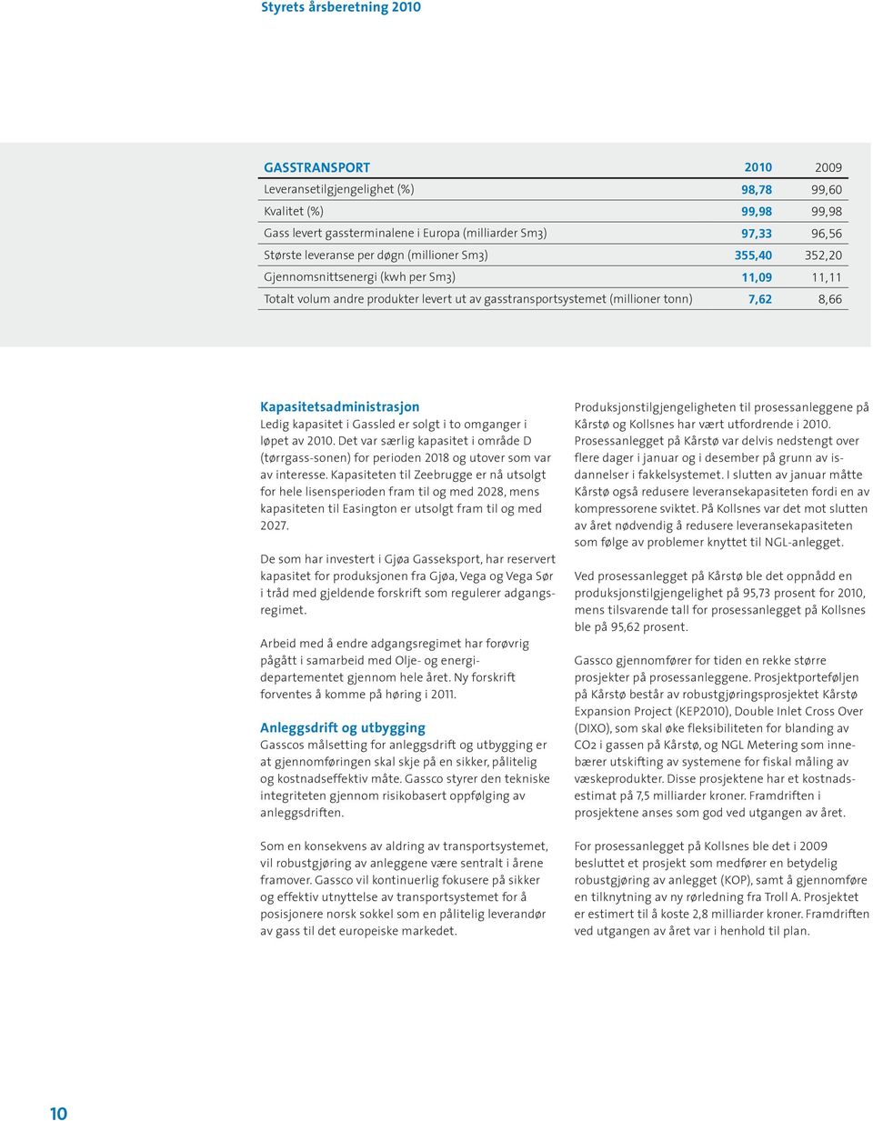 Kapasitetsadministrasjon Ledig kapasitet i Gassled er solgt i to omganger i løpet av 2010. Det var særlig kapasitet i område D (tørrgass-sonen) for perioden 2018 og utover som var av interesse.