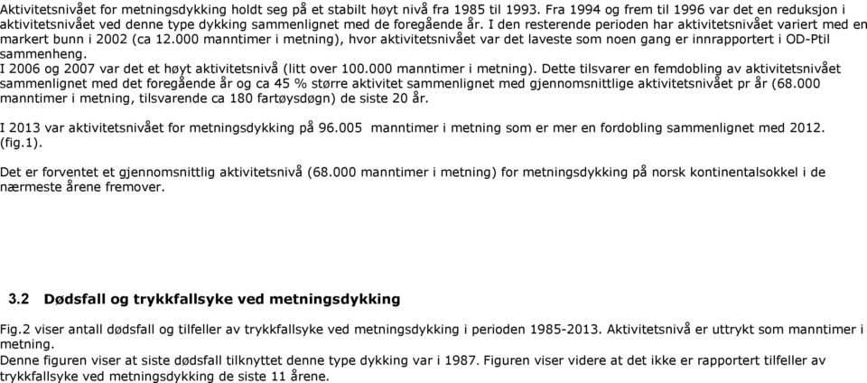 I den resterende perioden har aktivitetsnivået variert med en markert bunn i 2002 (ca 12.