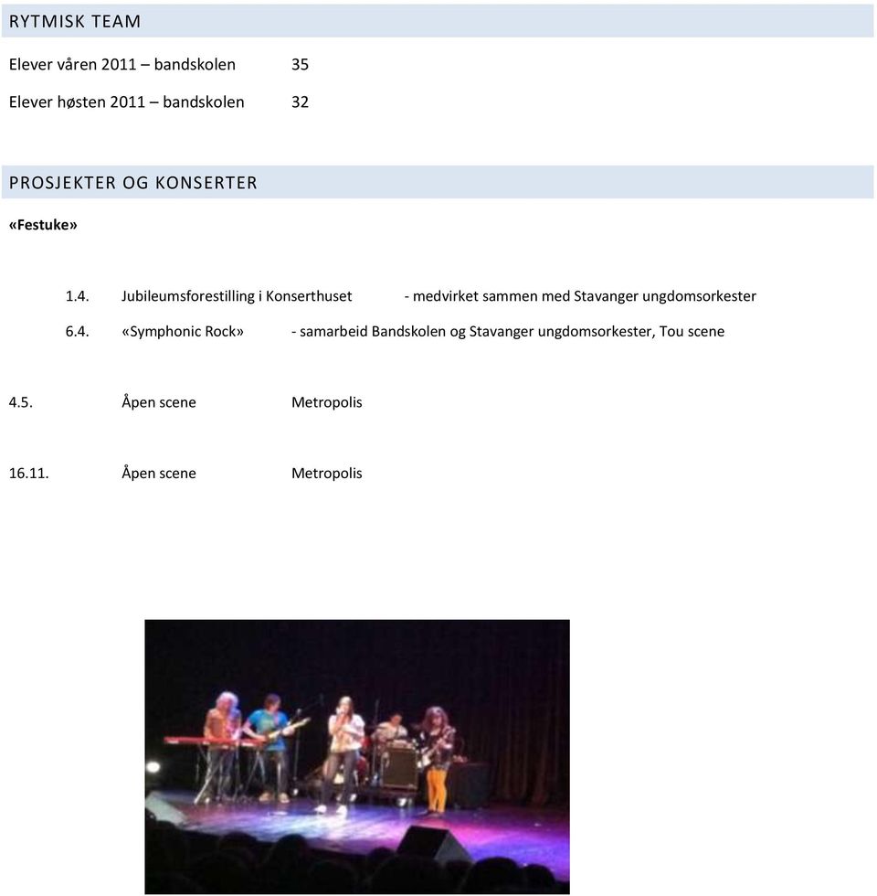 Jubileumsforestilling i Konserthuset - medvirket sammen med Stavanger ungdomsorkester
