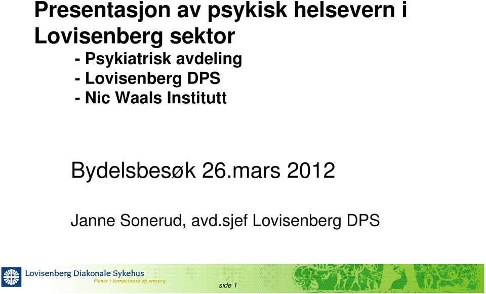 Lovisenberg DPS - Nic Waals Institutt