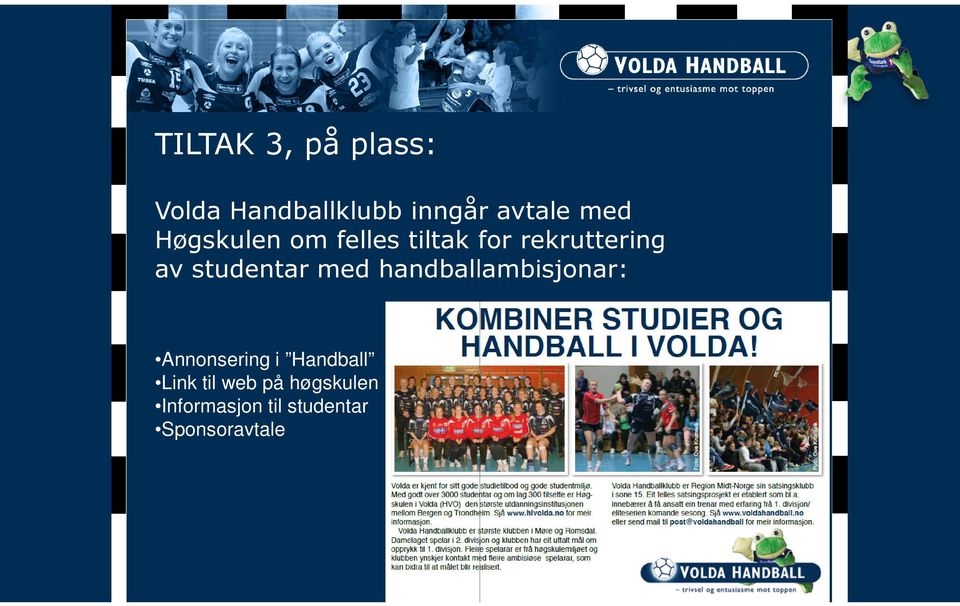 studentar med handballambisjonar: Annonsering i Handball