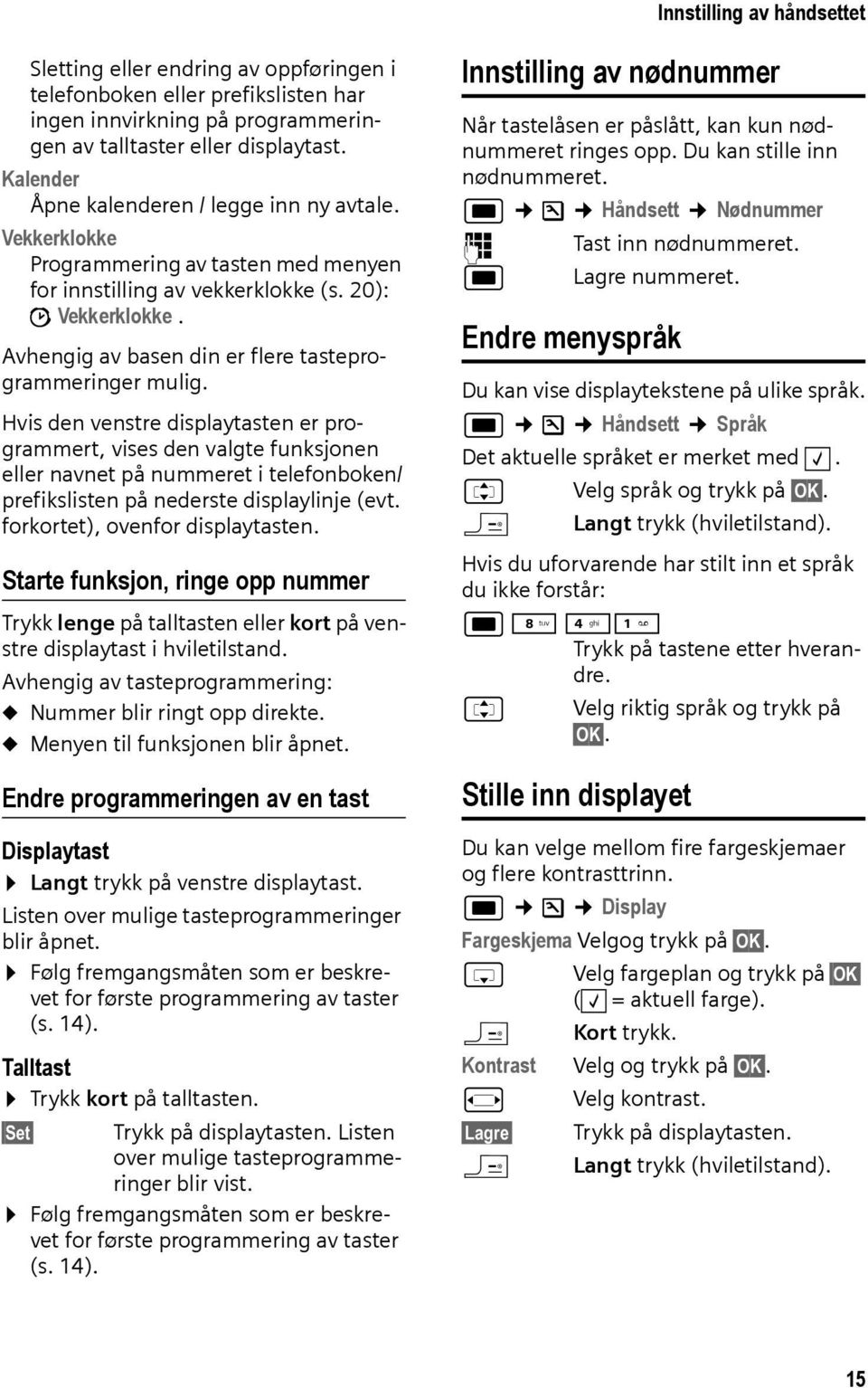 Avhengig av basen din er flere tasteprogrammeringer mulig.