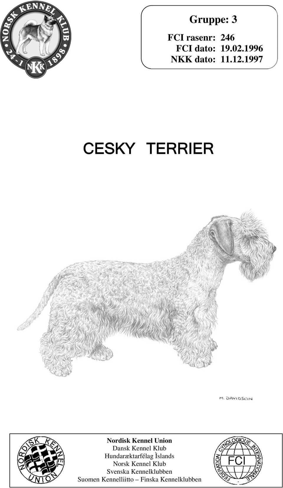 1997 CESKY TERRIER Nordisk Kennel Union Dansk Kennel