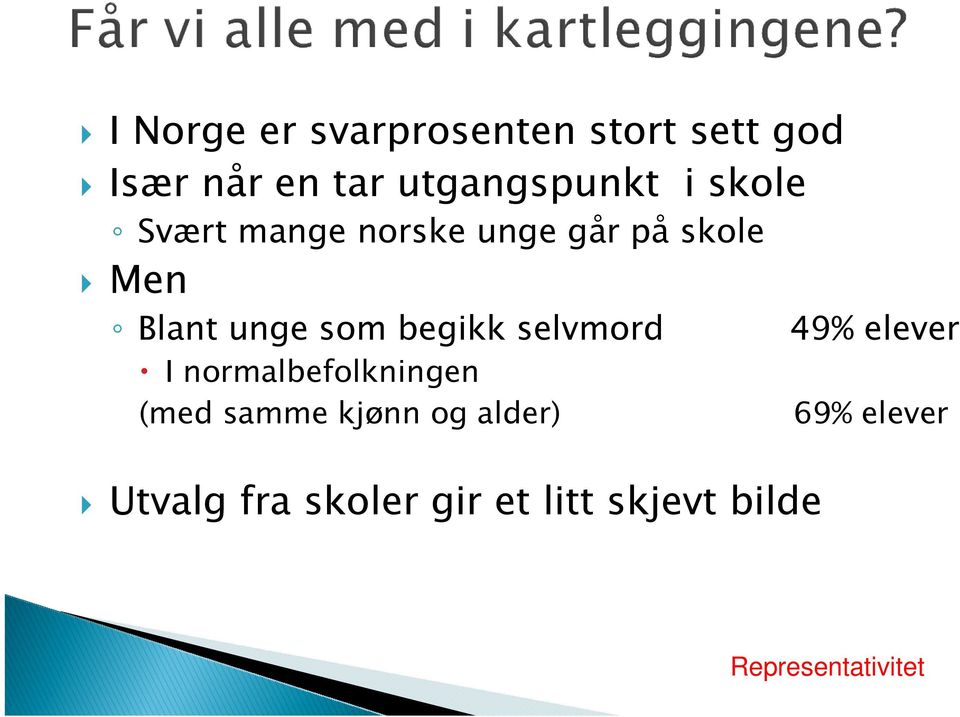 begikk selvmord 49% elever I normalbefolkningen (med samme kjønn og