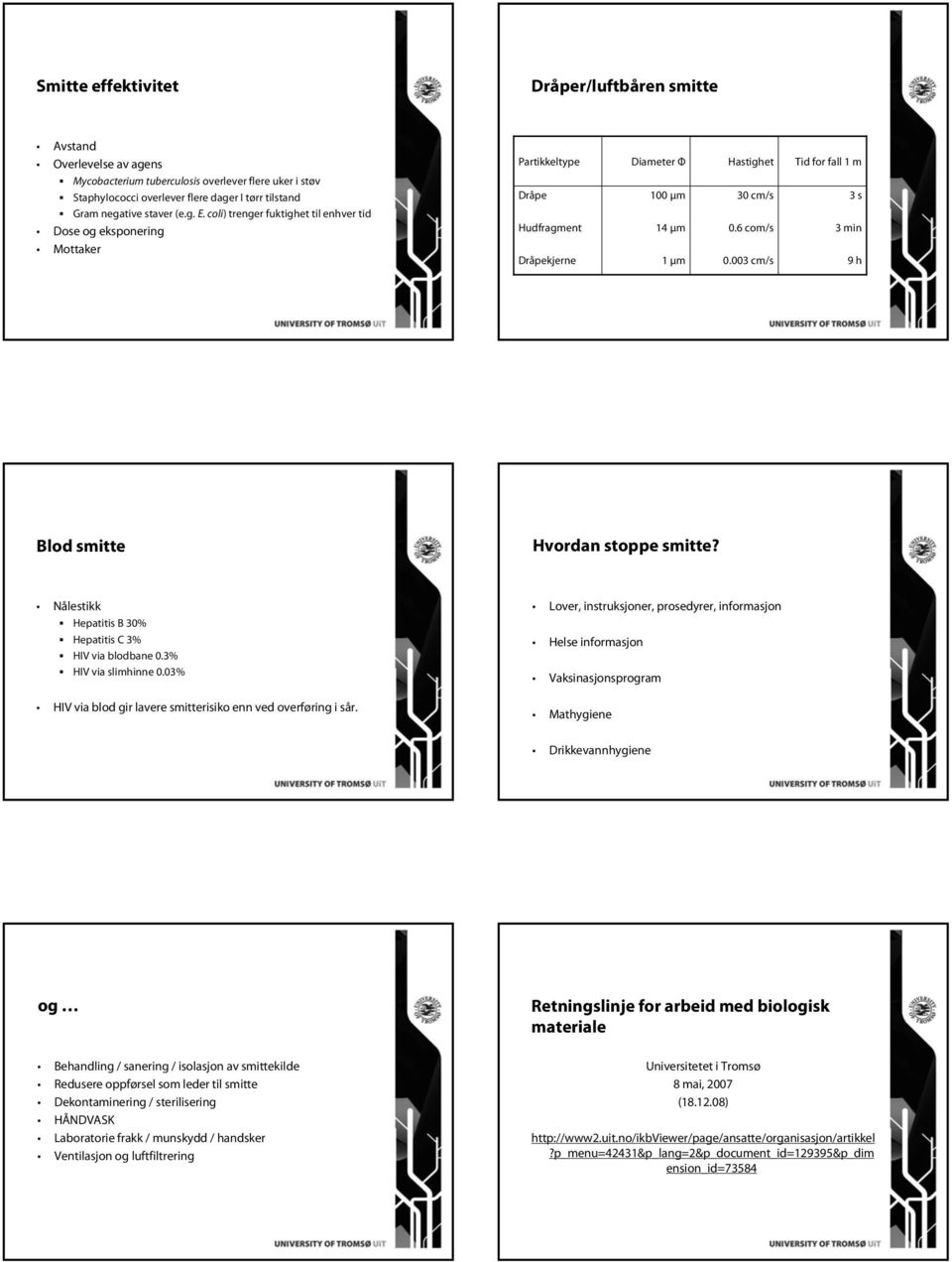 6 com/s 0.00 cm/s s min 9 h Blod smitte Hvordan stoppe smitte? Nålestikk Hepatitis B 0% Hepatitis C % HIV via blodbane 0.% HIV via slimhinne 0.