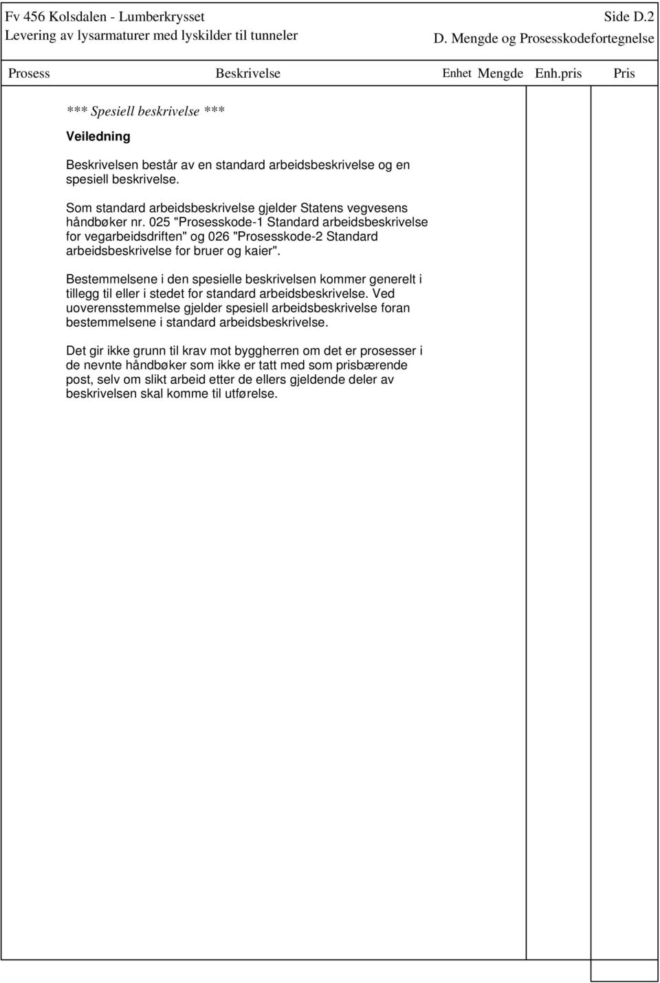 025 "Prosesskode-1 Standard arbeidsbeskrivelse for vegarbeidsdriften" og 026 "Prosesskode-2 Standard arbeidsbeskrivelse for bruer og kaier".