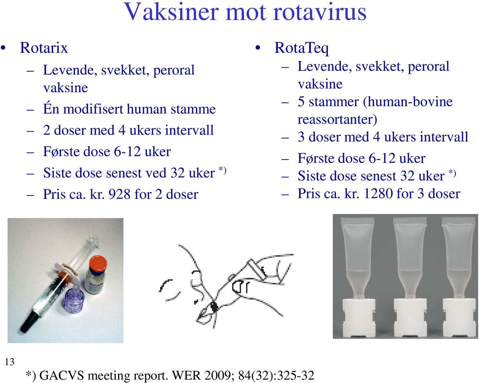 928 for 2 doser RotaTeq Levende, svekket, peroral vaksine 5 stammer (human-bovine reassortanter) 3 doser med 4