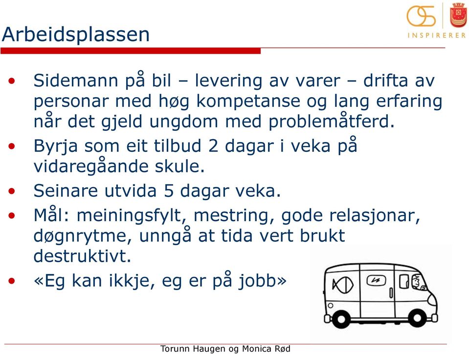 Byrja som eit tilbud 2 dagar i veka på vidaregåande skule. Seinare utvida 5 dagar veka.