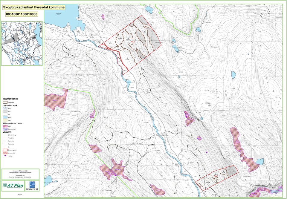 Traktorveg MIS 3 Traktorslepe Sti MIS 4-5 Eiendomsgrense MIS Verneområde l Huletrær Produsert: AT Plan AS 009 Eiendomsgrenser er ikke juridisk bindende