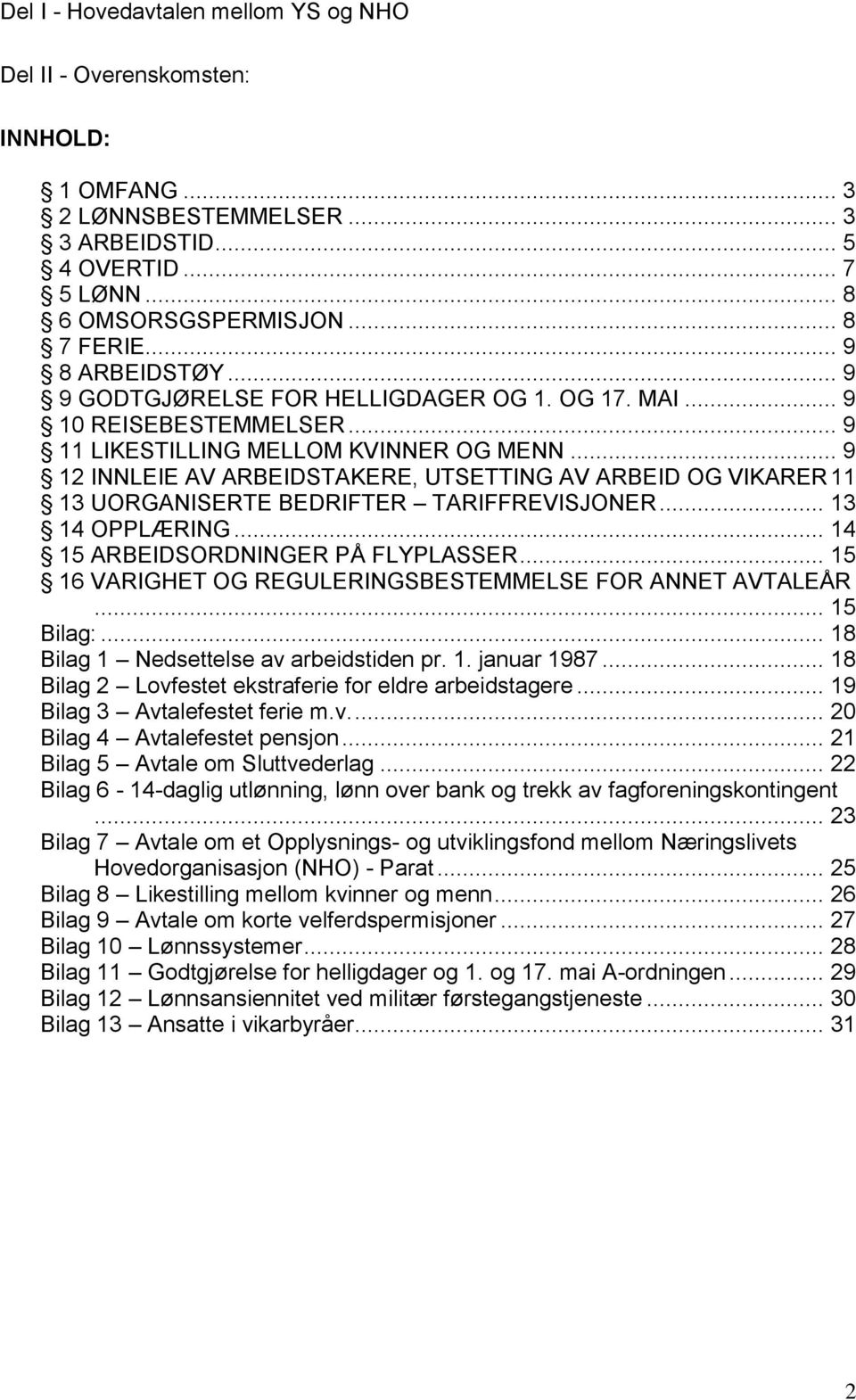 .. 9 12 INNLEIE AV ARBEIDSTAKERE, UTSETTING AV ARBEID OG VIKARER 11 13 UORGANISERTE BEDRIFTER TARIFFREVISJONER... 13 14 OPPLÆRING... 14 15 ARBEIDSORDNINGER PÅ FLYPLASSER.