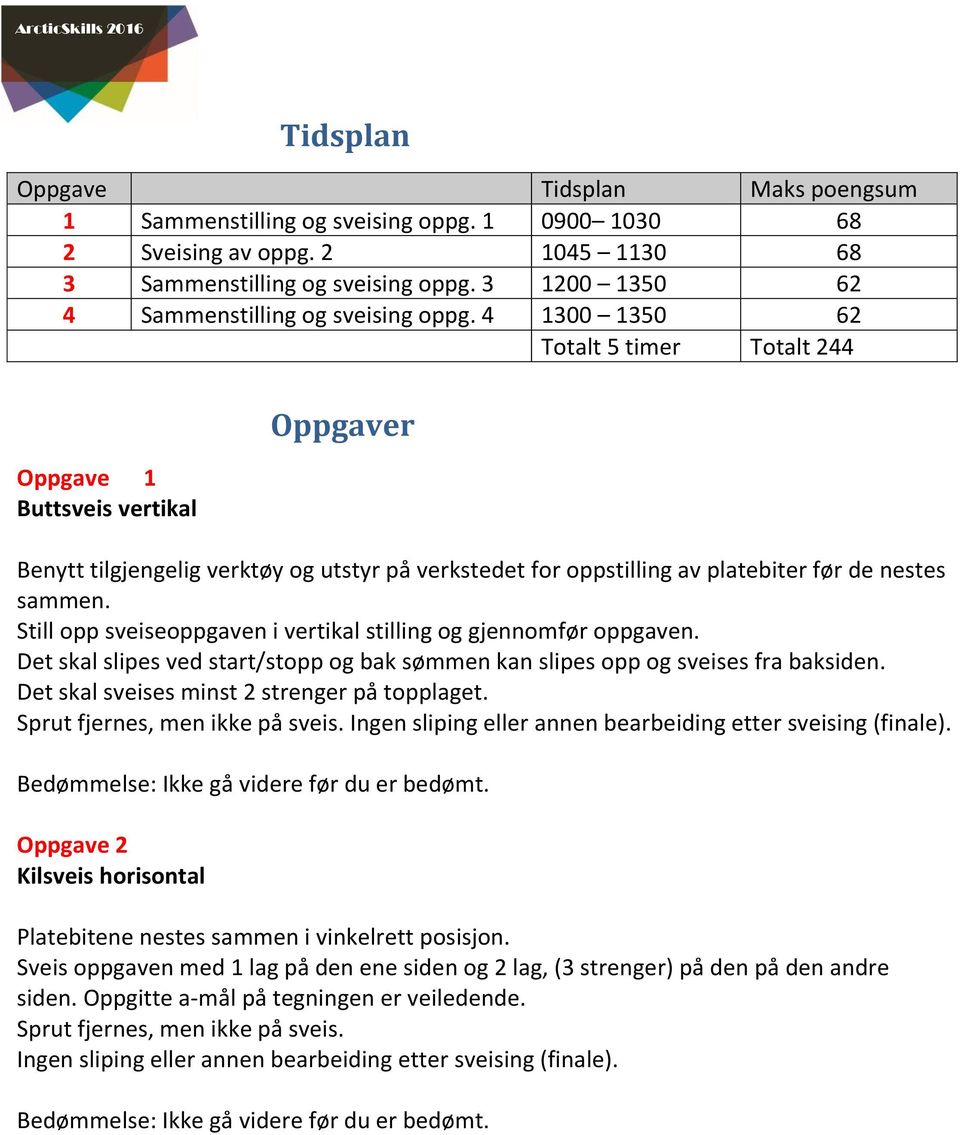 300 350 6 Totalt 5 timer Totalt Oppgave Buttsveis vertikal Oppgaver Benytt tilgjengelig verktøy og utstyr på verkstedet for oppstilling av platebiter før de nestes sammen.