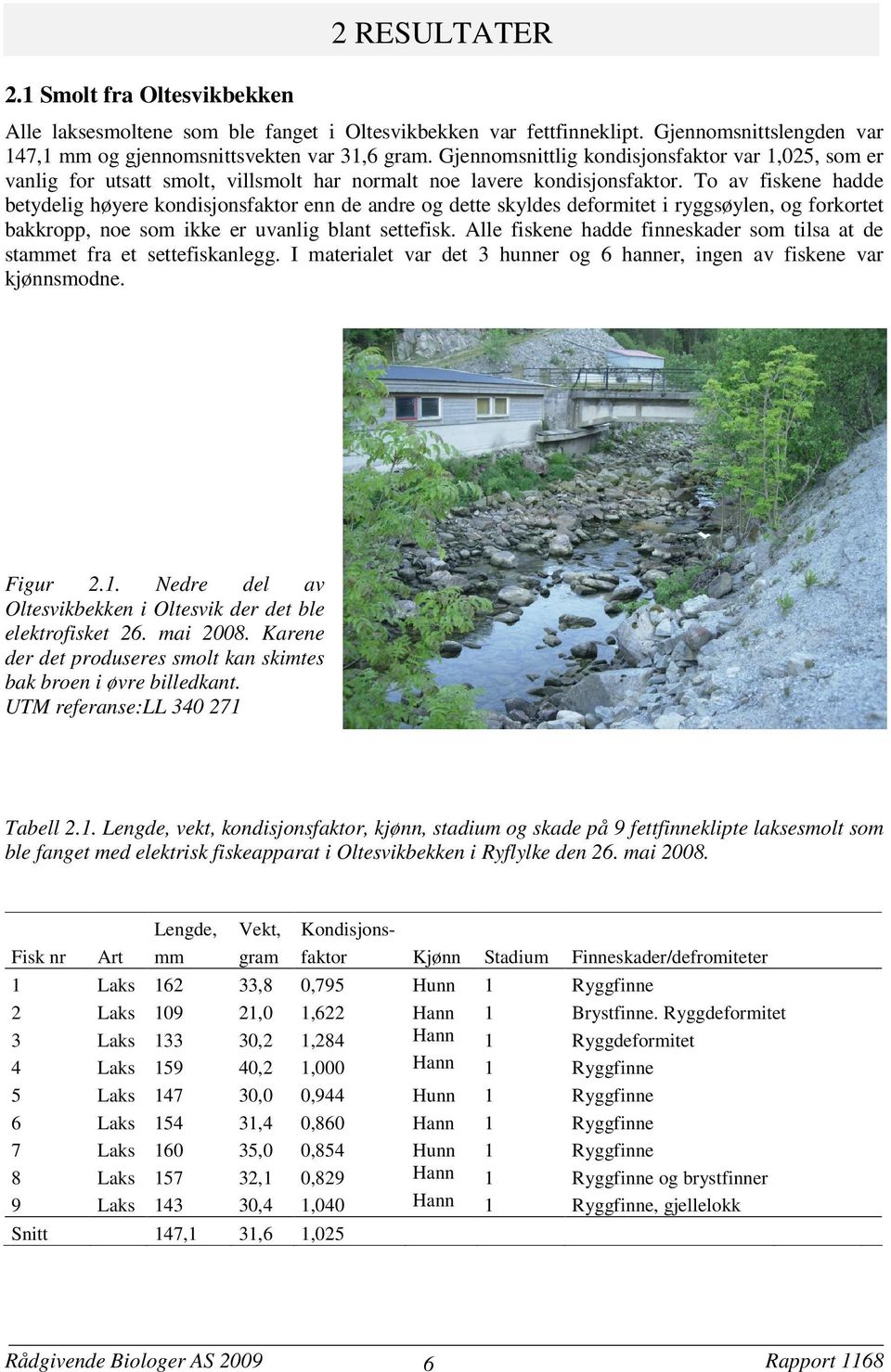 To av fiskene hadde betydelig høyere kondisjonsfaktor enn de andre og dette skyldes deformitet i ryggsøylen, og forkortet bakkropp, noe som ikke er uvanlig blant settefisk.