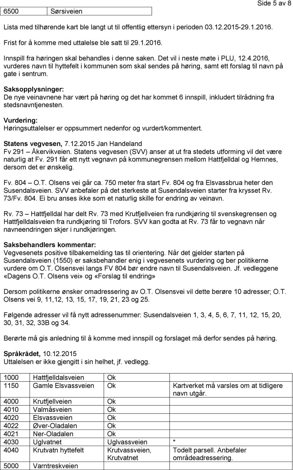 Saksopplysninger: De nye veinavnene har vært på høring og det har kommet 6 innspill, inkludert tilrådning fra stedsnavntjenesten.