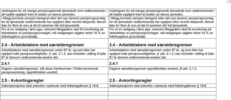 tjenestetid. For at en nedgang i lønn pga. redusert tilleggslønn skal få innvirkning på fastsettelse av pensjonsgrunnlaget, må nedgangen utgjøre minst 10 % av folketrygdens grunnbeløp.