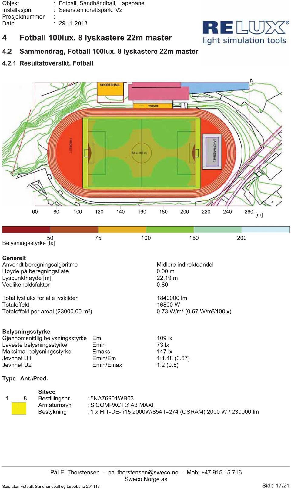 Sammendrag, Fotball 100lux. 8 lyskastere 22