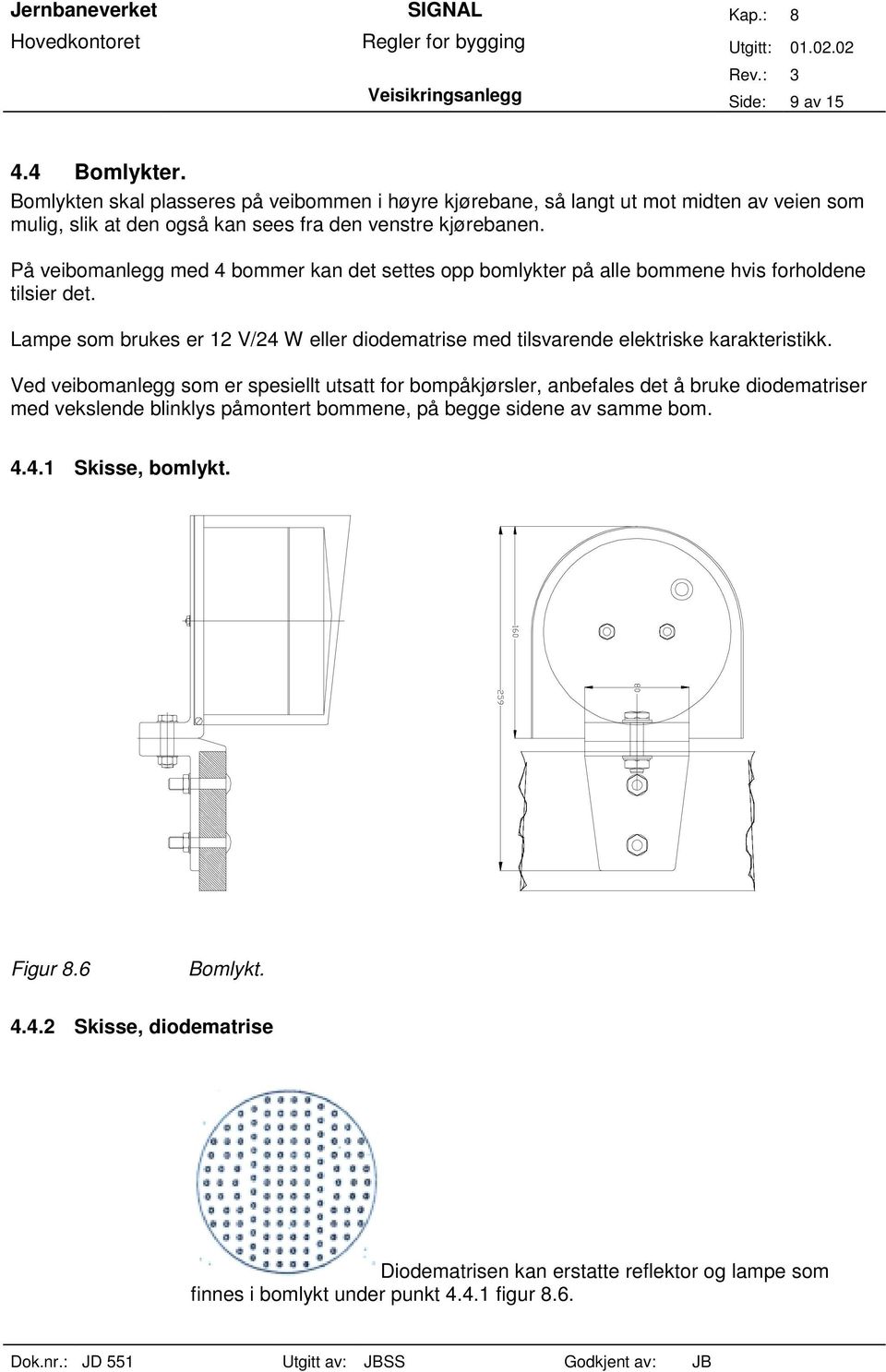 På veibomanlegg med 4 bommer kan det settes opp bomlykter på alle bommene hvis forholdene tilsier det.