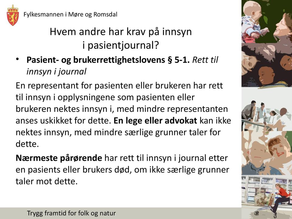 brukeren nektes innsyn i, med mindre representanten anses uskikket for dette.