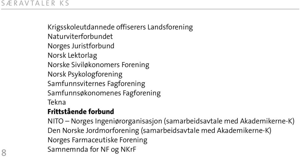 Fagforening Tekna Frittstående forbund NITO Norges Ingeniørorganisasjon (samarbeidsavtale med