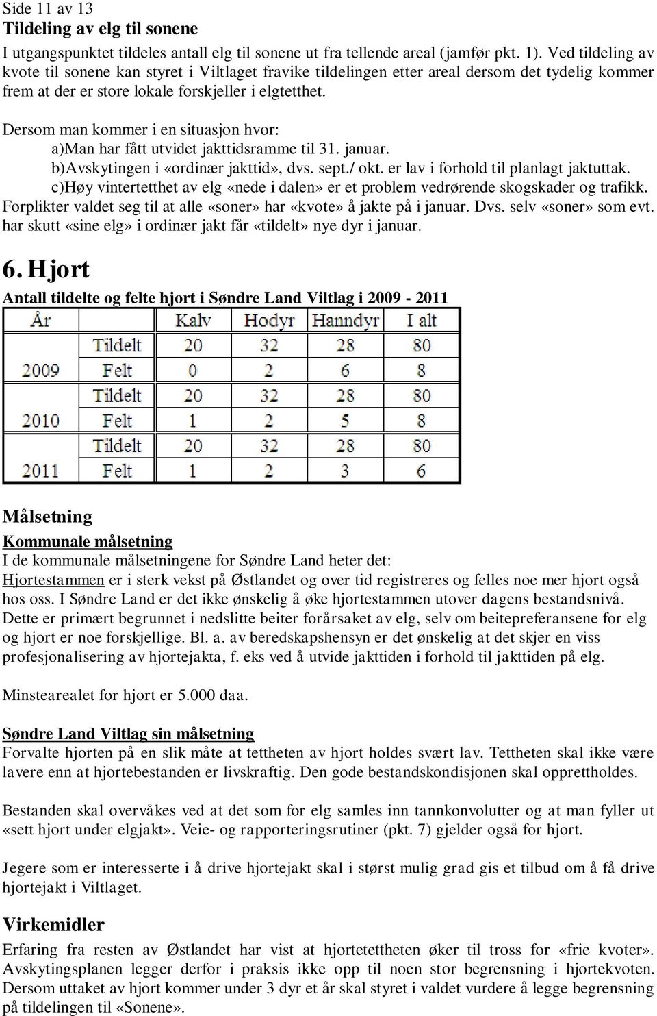 Dersom man kommer i en situasjon hvor: a)man har fått utvidet jakttidsramme til 31. januar. b)avskytingen i «ordinær jakttid», dvs. sept./ okt. er lav i forhold til planlagt jaktuttak.