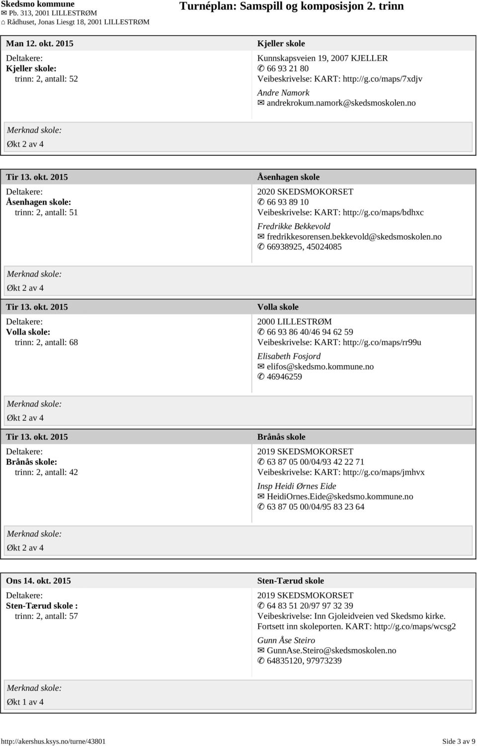 bekkevold@skedsmoskolen.no 66938925, 45024085 Tir 13. okt. 2015 Volla skole: trinn: 2, antall: 68 Volla skole 2000 LILLESTRØM 66 93 86 40/46 94 62 59 Veibeskrivelse: KART: http://g.