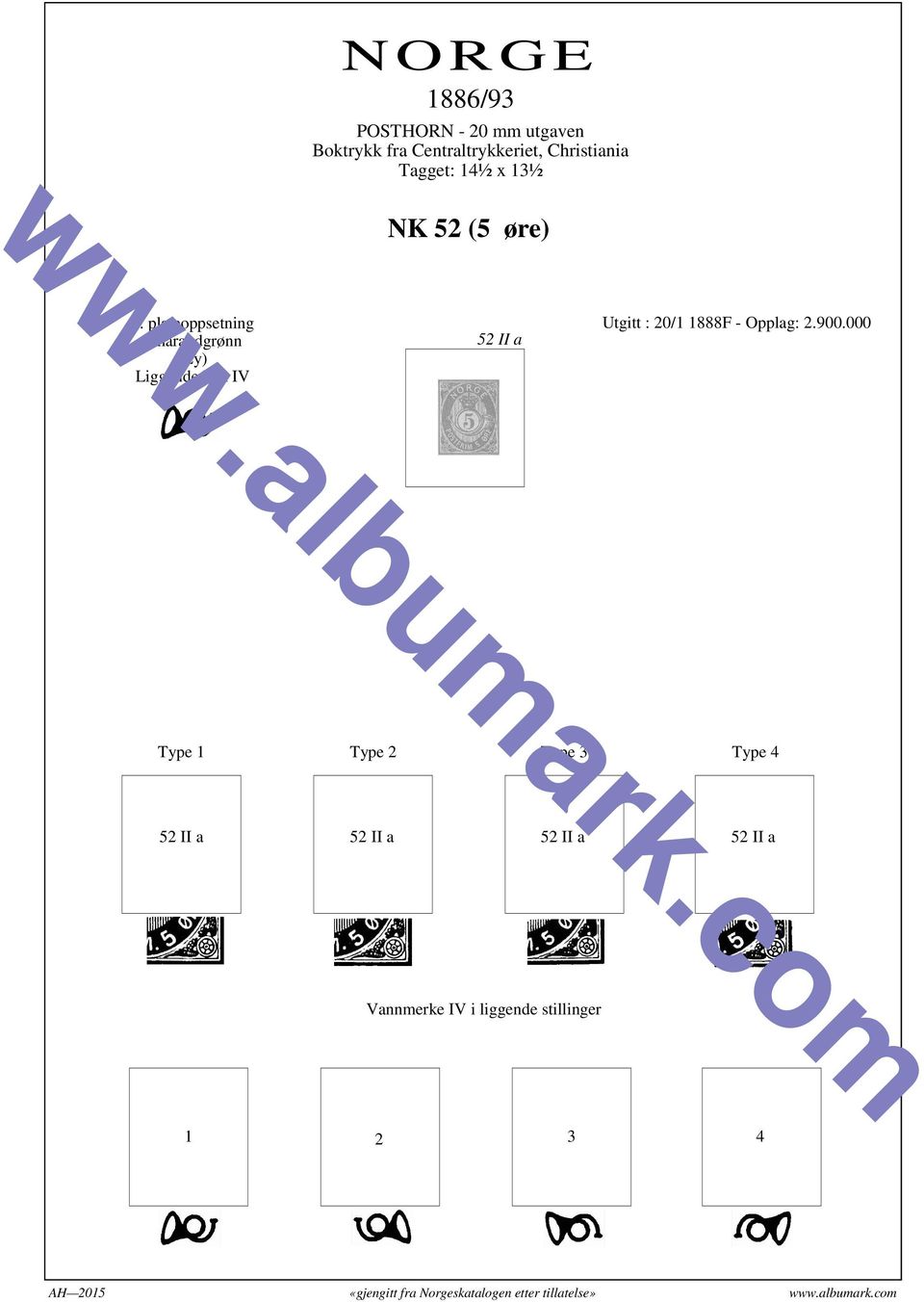 Vm IV 52 II a Utgitt : 20/1 1888F - Opplag: