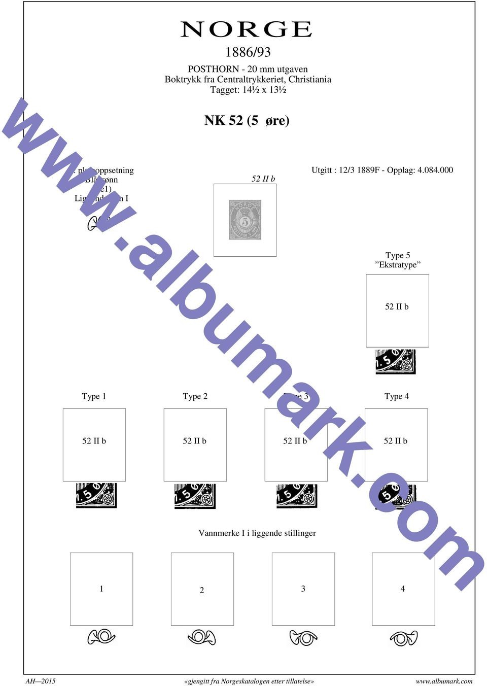 Vm I 52 II b Utgitt : 12/3 1889F -