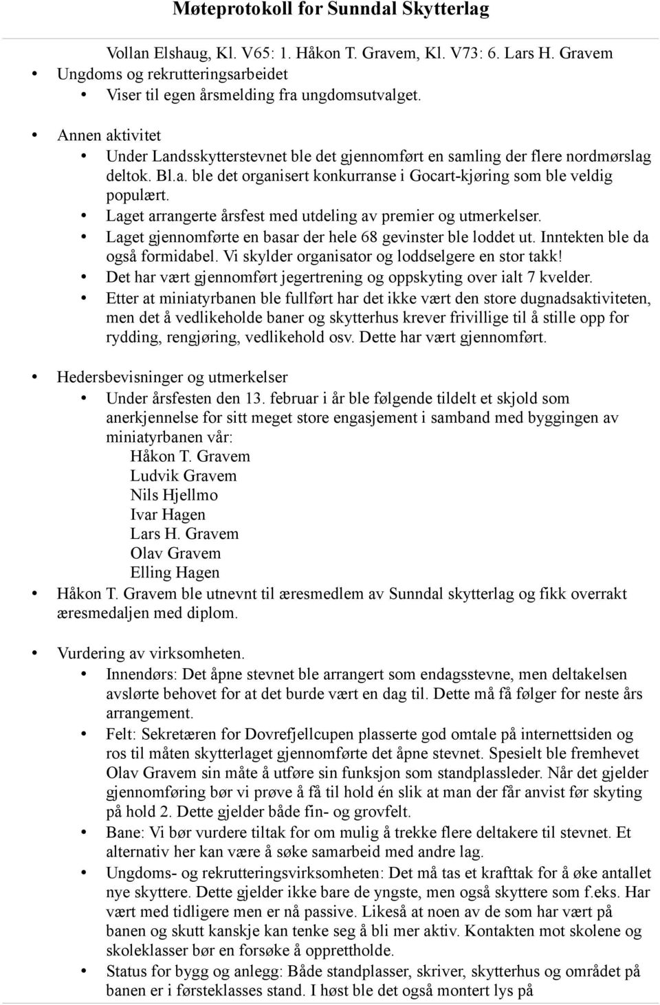 Laget arrangerte årsfest med utdeling av premier og utmerkelser. Laget gjennomførte en basar der hele 68 gevinster ble loddet ut. Inntekten ble da også formidabel.