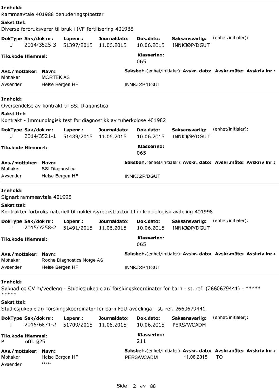 Mottaker MORTEK AS NNKJØ/DGT Oversendelse av kontrakt til SS Diagonstica Kontrakt - mmunologisk test for diagnostikk av tuberkolose 401982 2014/3521-1 51489/2015 10.06.