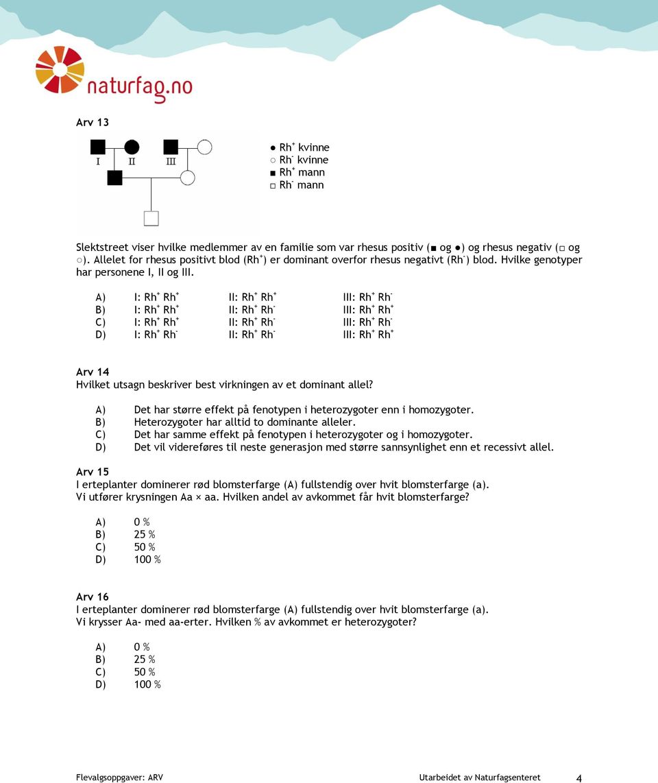 A) I: Rh + Rh + II: Rh + Rh + III: Rh + Rh - B) I: Rh + Rh + II: Rh + Rh - III: Rh + Rh + C) I: Rh + Rh + II: Rh + Rh - III: Rh + Rh - D) I: Rh + Rh - II: Rh + Rh - III: Rh + Rh + Arv 14 Hvilket