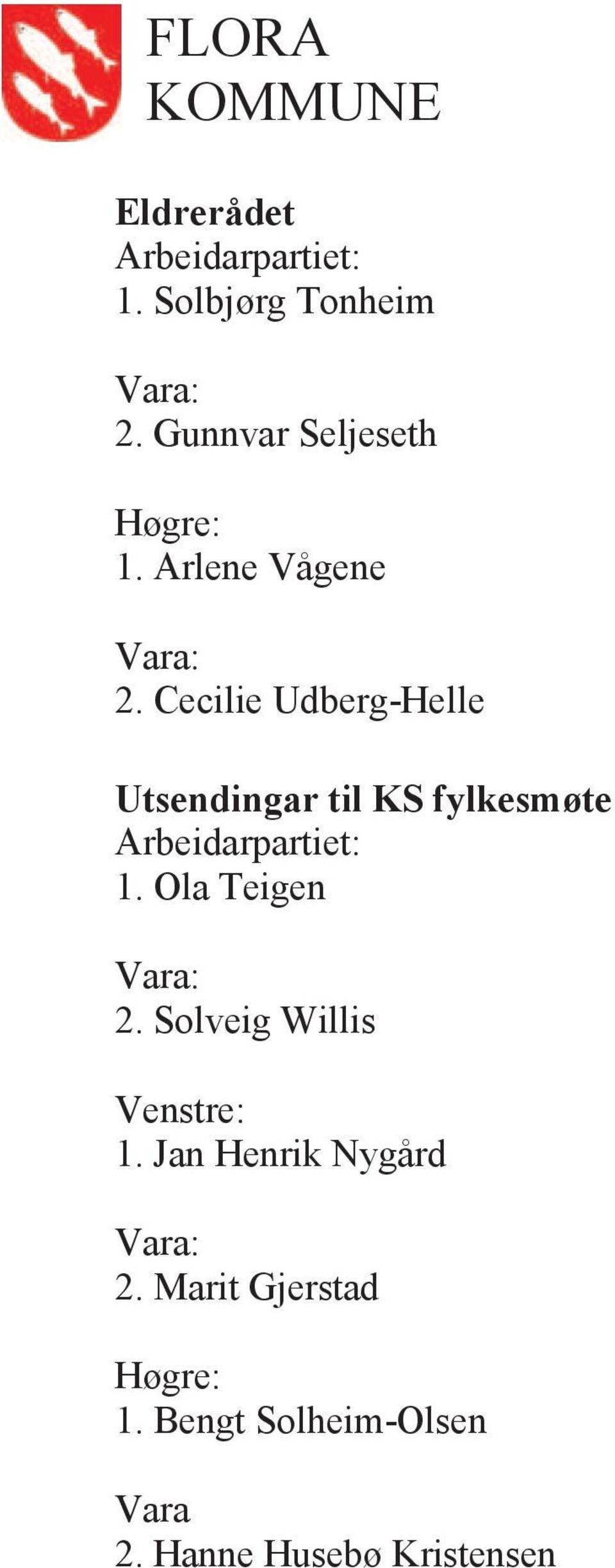 Cecilie Udberg-Helle Utsendingar til KS fylkesmøte 1.