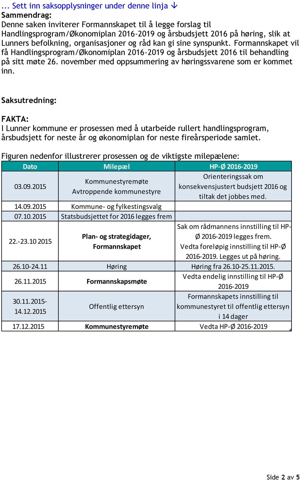 november med oppsummering av høringssvarene som er kommet inn.