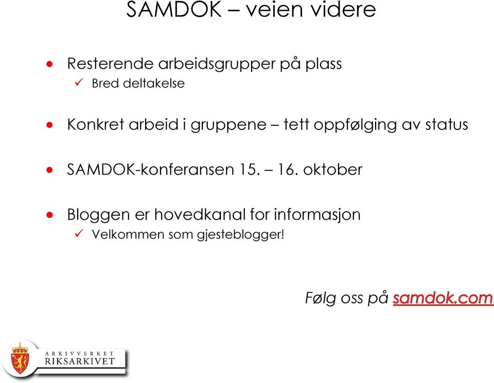 av status SAMDOK-konferansen 15. 16.