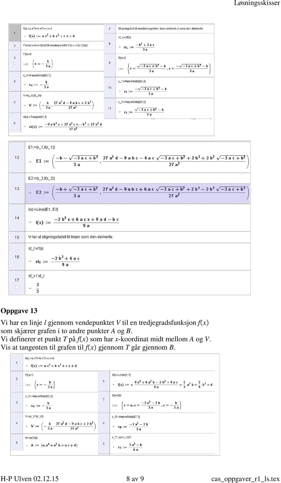 Vi definerer et punkt T på f x som har x-koordinat midt mellom A og V.