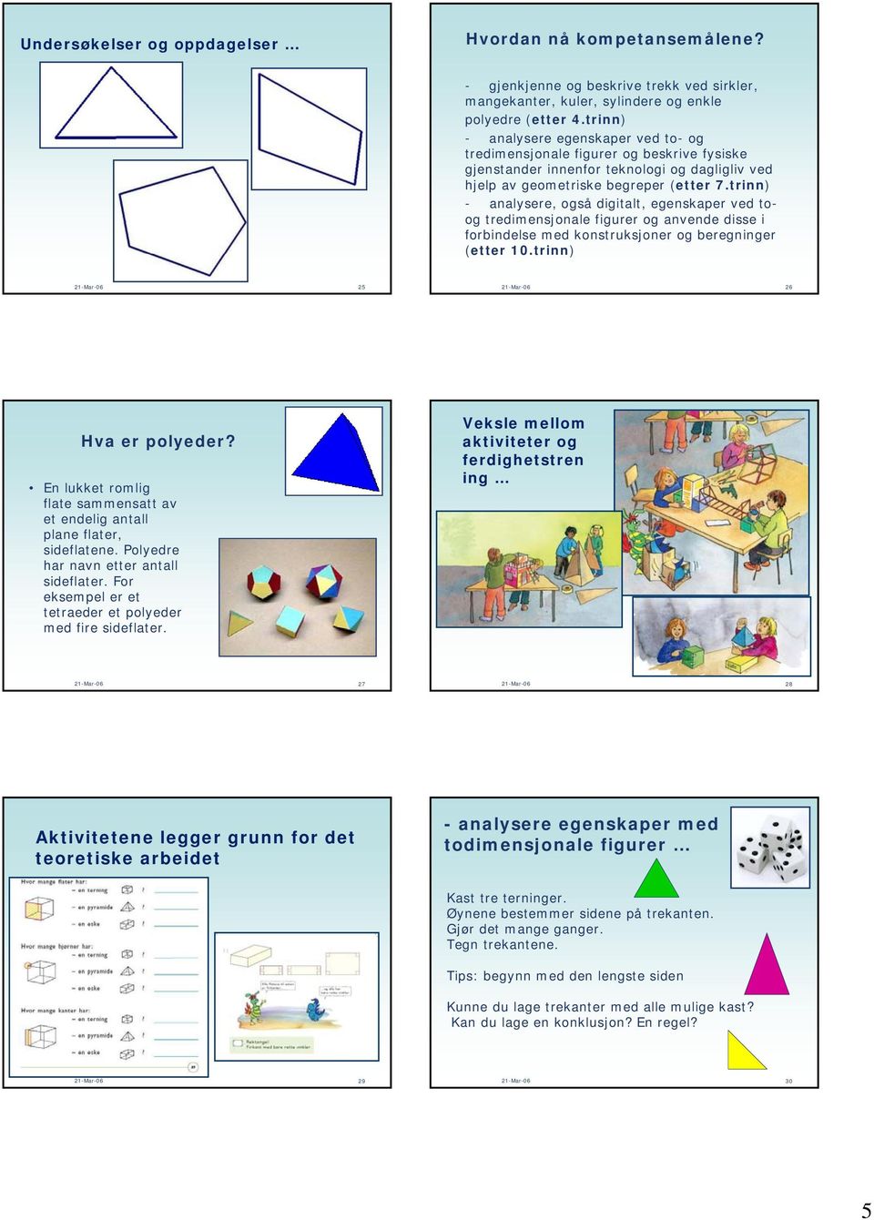 trinn) - analysere, også digitalt, egenskaper ved toog tredimensjonale figurer og anvende disse i forbindelse med konstruksjoner og beregninger (etter 10.