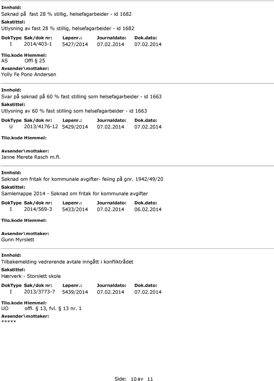 5429/2014 Janne Merete Rasch m.fl. Søknad om fritak for kommunale avgifter- feiing på gnr.