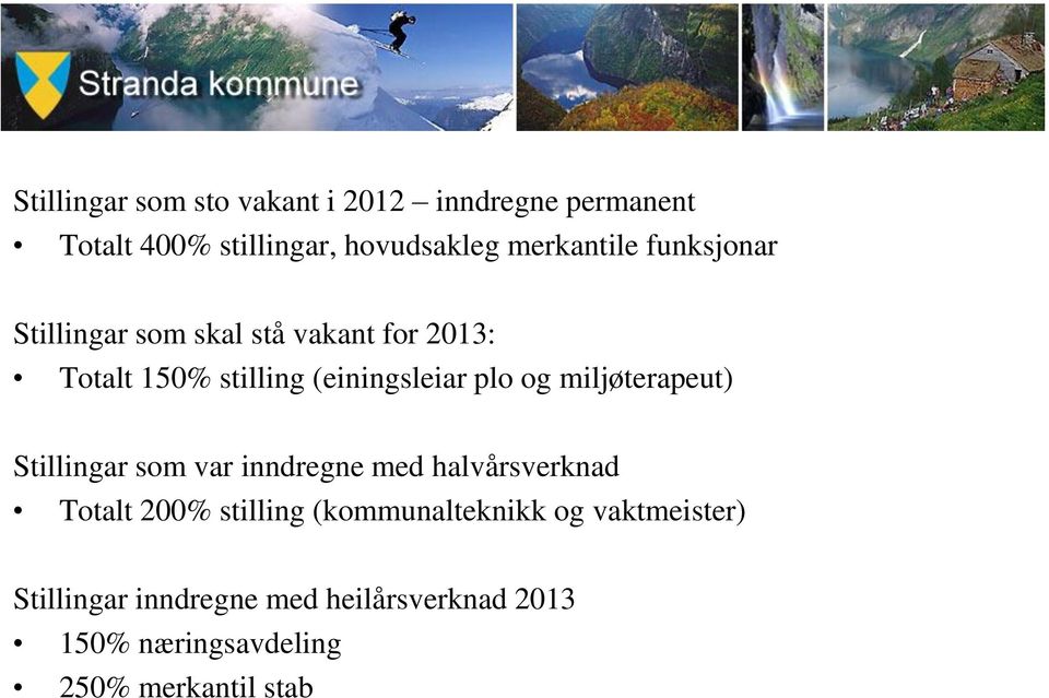 plo og miljøterapeut) Stillingar som var inndregne med halvårsverknad Totalt 200% stilling