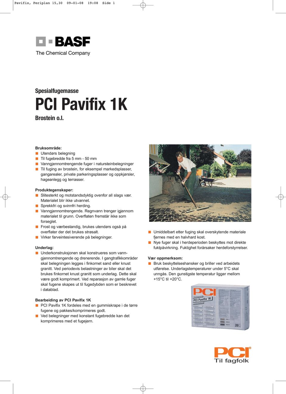 ugemasse PCI Pavifix 1K Brostein o.l.