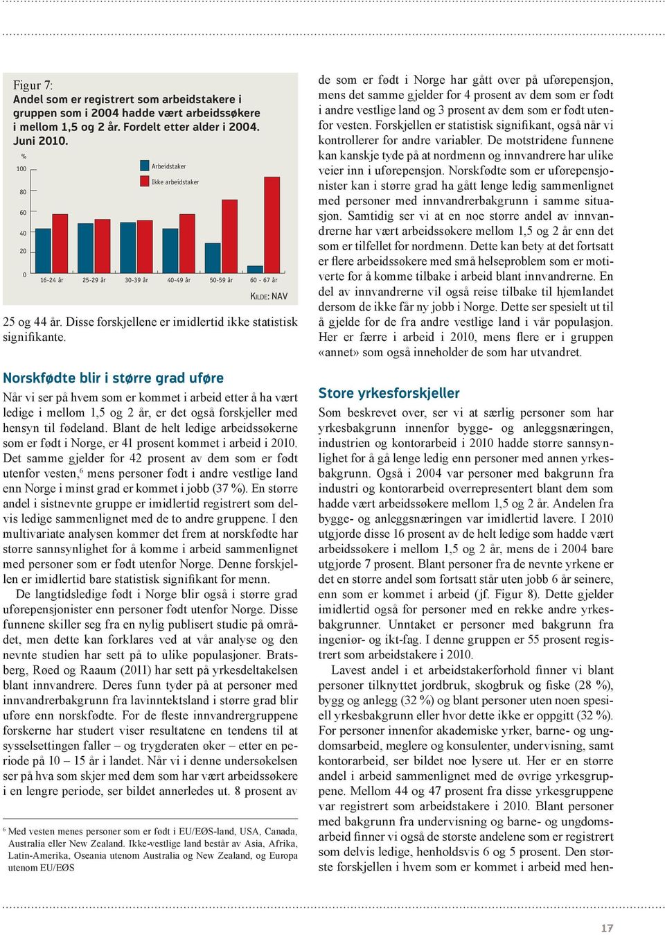 Norskfødte blir i større grad uføre Når vi ser på hvem som er kommet i arbeid etter å ha vært ledige i mellom 1,5 og 2 år, er det også forskjeller med hensyn til fødeland.