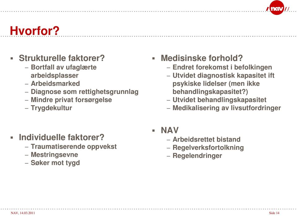 Individuelle faktorer? Traumatiserende oppvekst Mestringsevne Søker mot tygd Medisinske forhold?