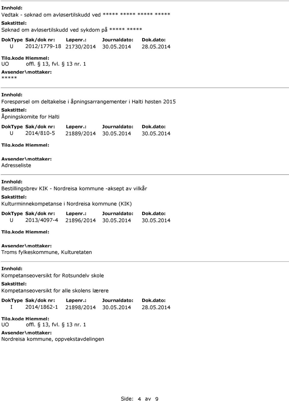 kommune -aksept av vilkår Kulturminnekompetanse i Nordreisa kommune (KK) 2013/4097-4 21896/2014 Troms fylkeskommune, Kulturetaten