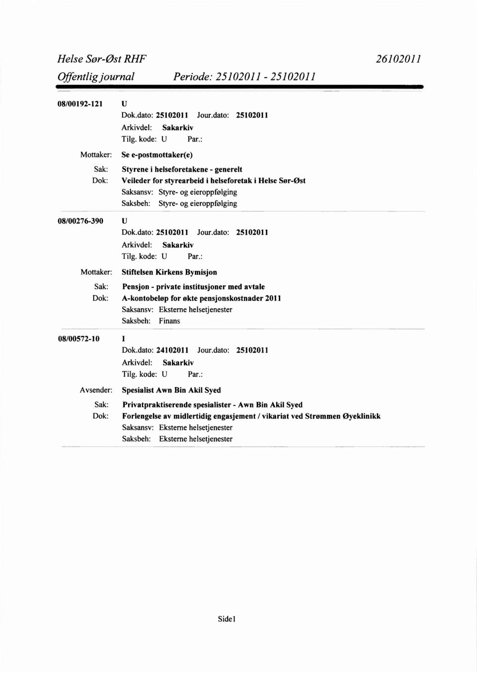 institusjoner med avtale Dok: A-kontobeløp for økte pensjonskostnader 2011 Saksbeh: Finans 08/00572-10 I Dok.dato: 24102011 Jour.