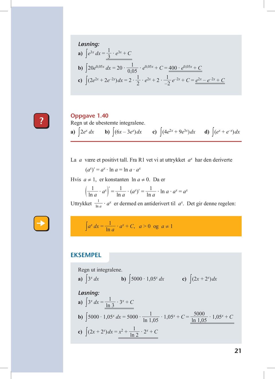 Fr R vet vi t uttrkket hr den deriverte ( )ʹ = ln = ln Hvis, er konstnten ln.