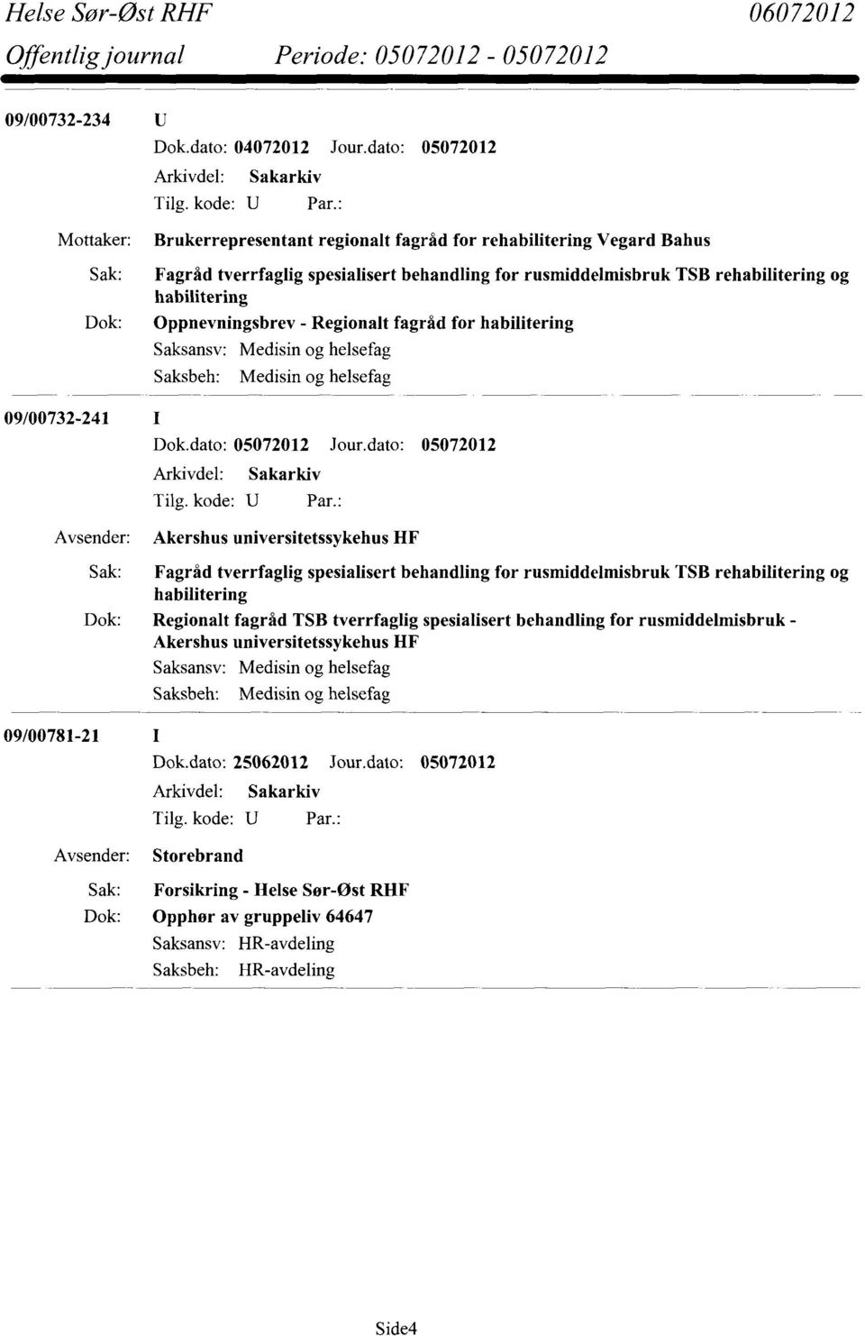 spesialisert behandling for rusmiddelmisbruk TSB rehabilitering og habilitering Dok: Regionalt fagråd TSB tverrfaglig spesialisert behandling for rusmiddelmisbruk - Akershus